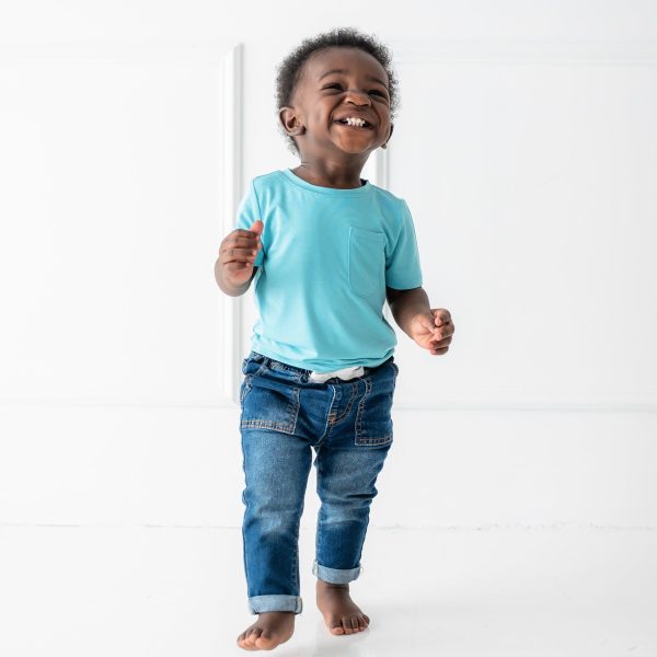 Toddler Crew Neck Tee in Makai For Cheap - Image 3