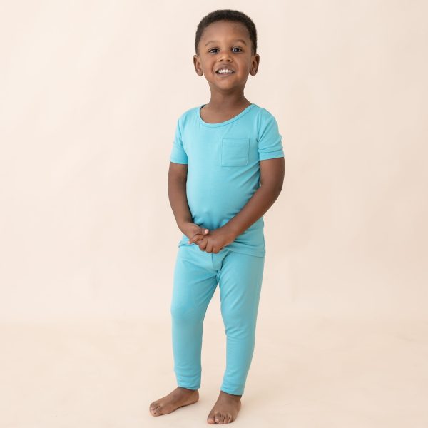 Short Sleeve with Pants Pajamas in Makai For Cheap - Image 3
