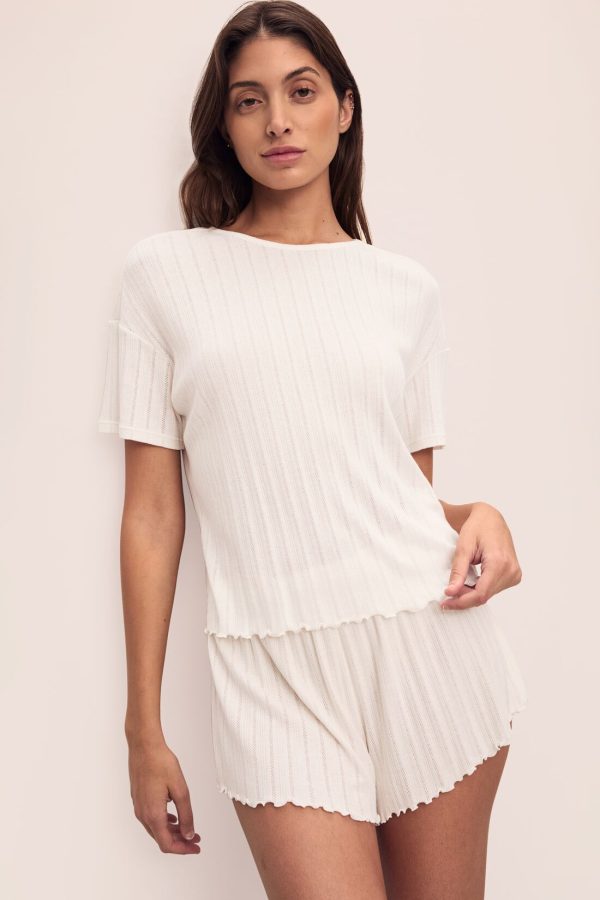 Pointelle Short Sleeve Tee For Cheap - Image 2