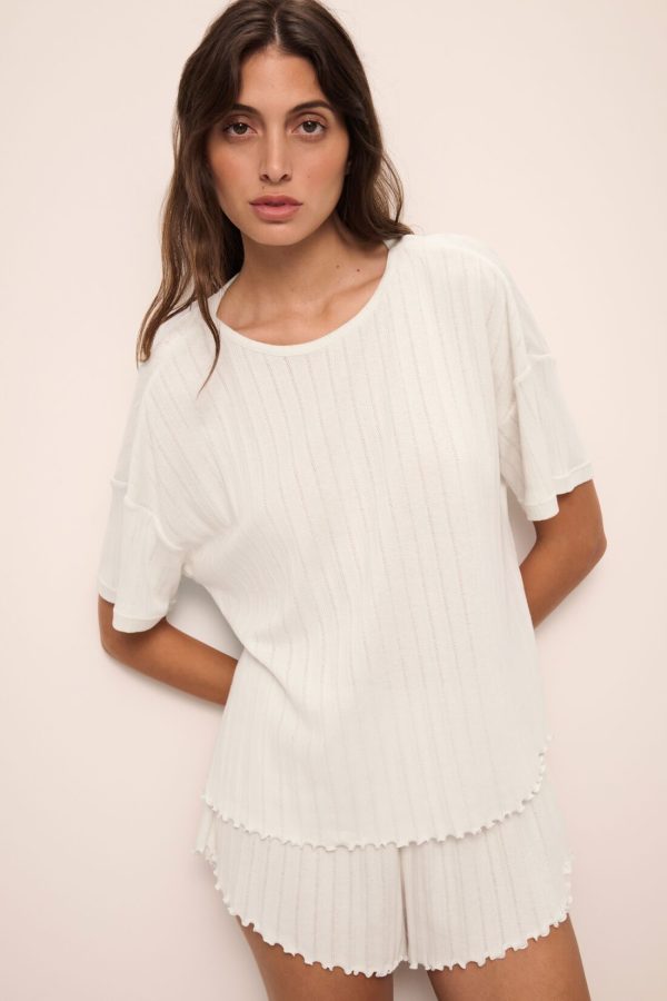 Pointelle Short Sleeve Tee For Cheap